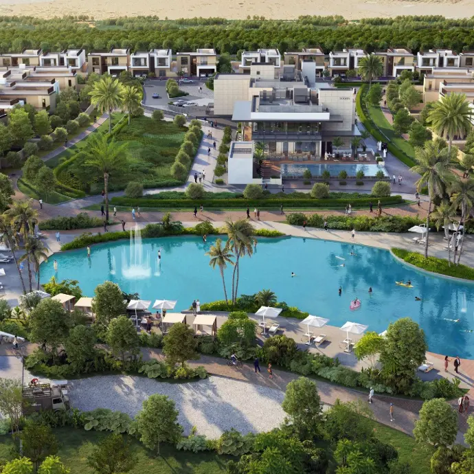 Community estate with a swimming pool